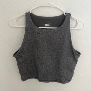 Madewell MWL Form Racerback Crop Tank Sports Bra Charcoal Gray Size L